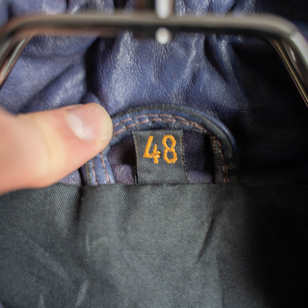 1990s purple leather short blouson -detatchable arms-