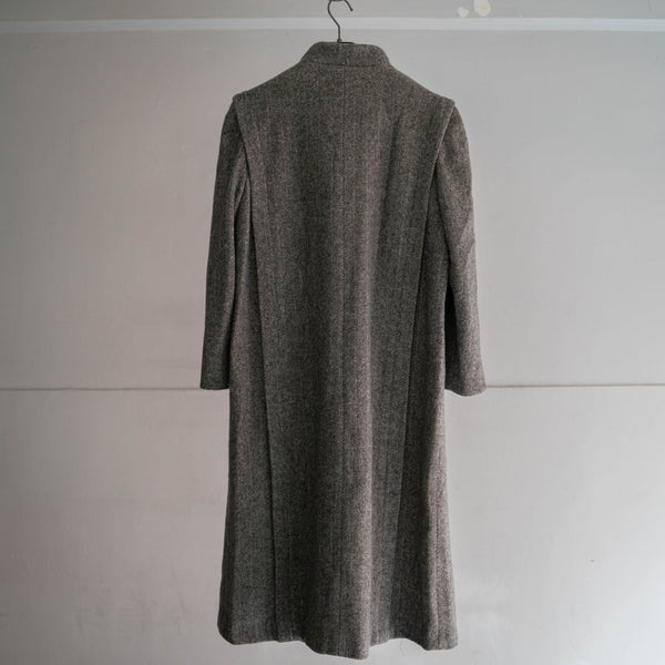 1980s US light gray wool herringbone long coat