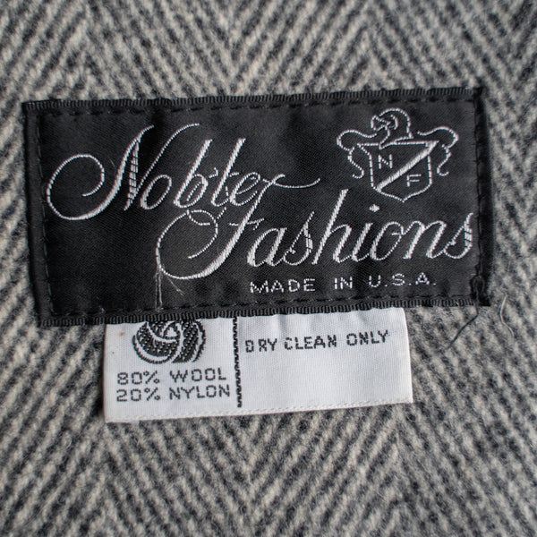 1980s US light gray wool herringbone long coat