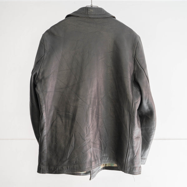 50-60s France double breasted leather jacket 'corbusier jacket'