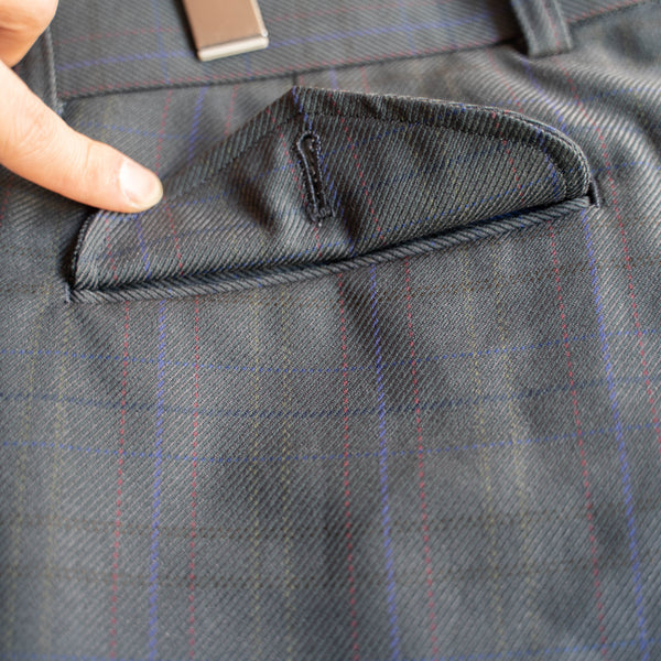1980-90s dark tone black watch slacks