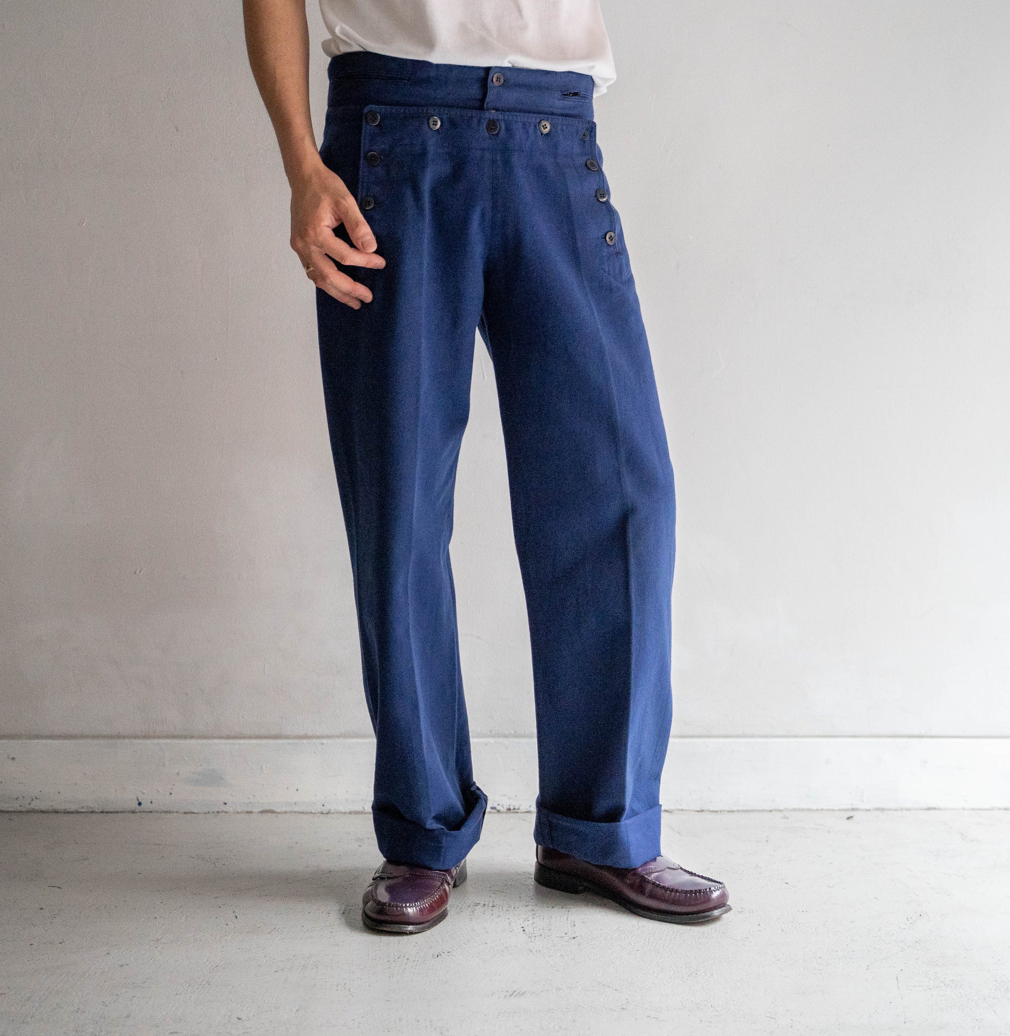 around 1970s Italy blue color sailor pants -mint condition-