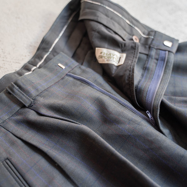 1980-90s dark tone black watch slacks