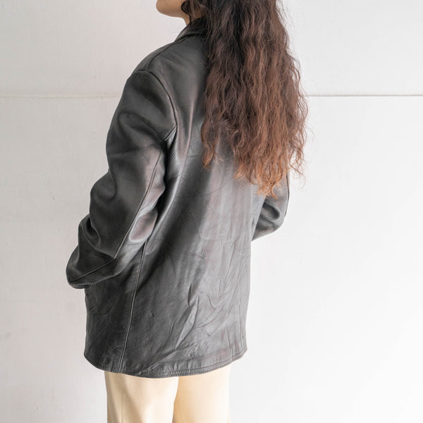 50-60s France double breasted leather jacket 'corbusier jacket'