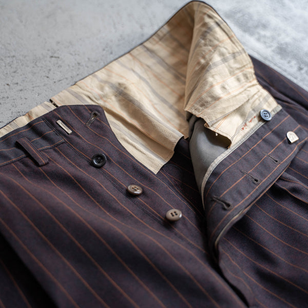 1970-80s Japan vintage red brown striped slacks
