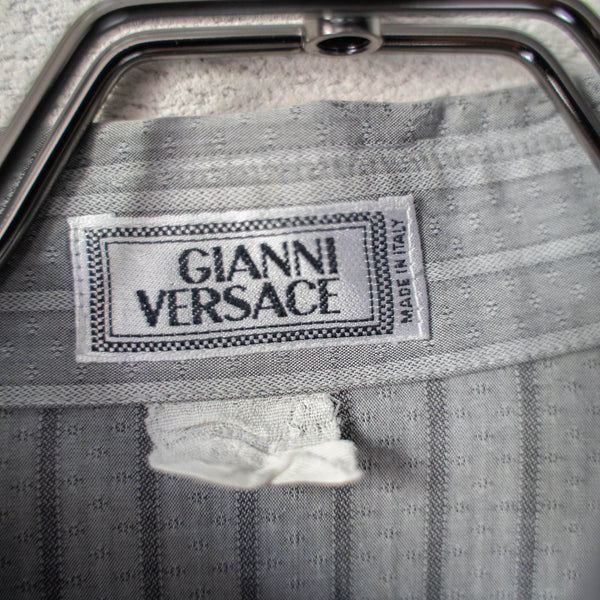 around1990s 'GIANNI VERSACE' gray stripe dress shirt