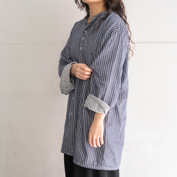 around 1970s Germany stripe pattern fisherman full open shirt