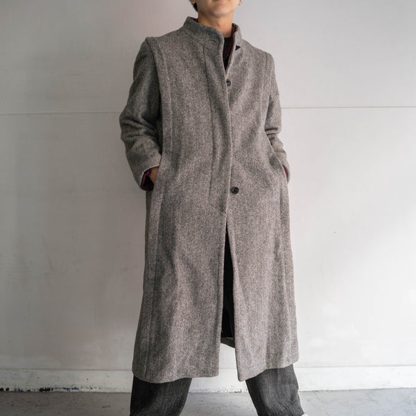 1980s US light gray wool herringbone long coat