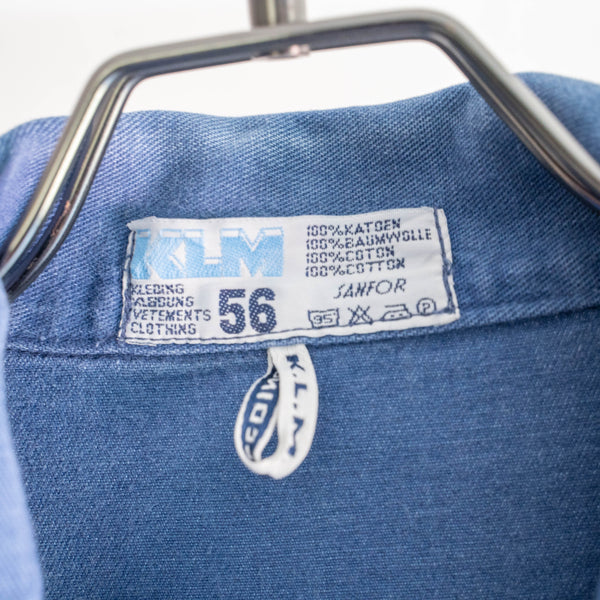 1960-70s Netherlands 'KLM' blue twill work short jacket