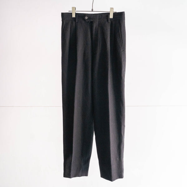 1980-90s japan vintage black wool 2 tack pants