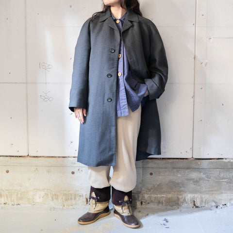 1980s Japan vintage dark gray color soutien collar wool coat