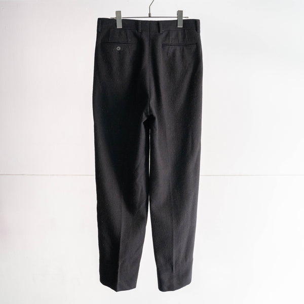 1980-90s japan vintage black wool 2 tack pants