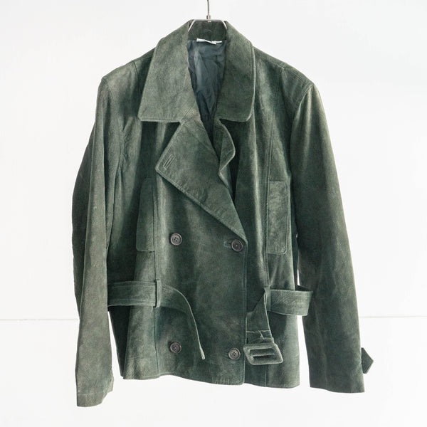 around 1980s dark green suede belted jacket