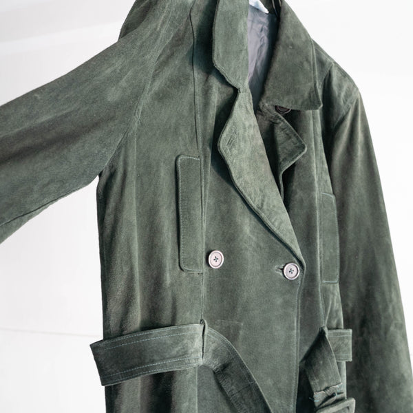 around 1980s dark green suede belted jacket