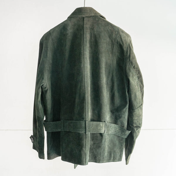 around 1980s dark green suede belted jacket