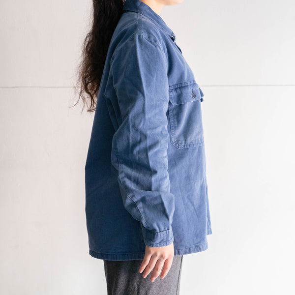 1960-70s Netherlands 'KLM' blue twill work short jacket