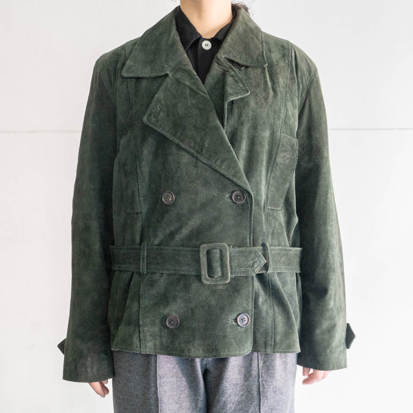 around 1980s dark green suede belted jacket