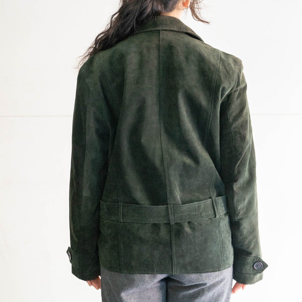 around 1980s dark green suede belted jacket