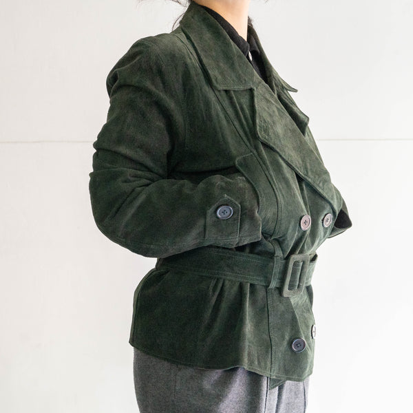 around 1980s dark green suede belted jacket