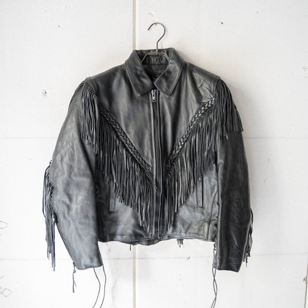 around1980s western fringe leather short jacket