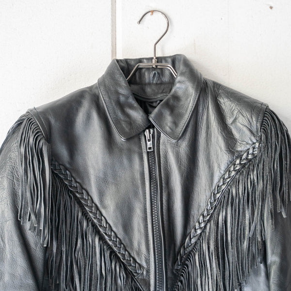 around1980s western fringe leather short jacket