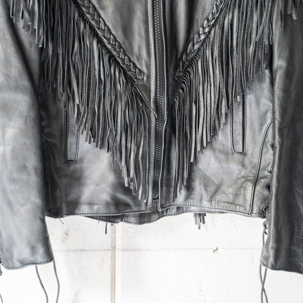 around1980s western fringe leather short jacket