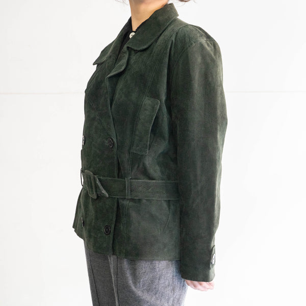 around 1980s dark green suede belted jacket