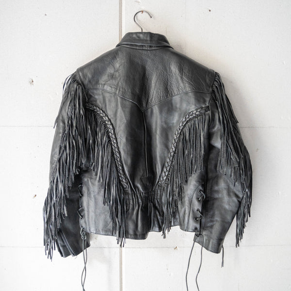 around1980s western fringe leather short jacket