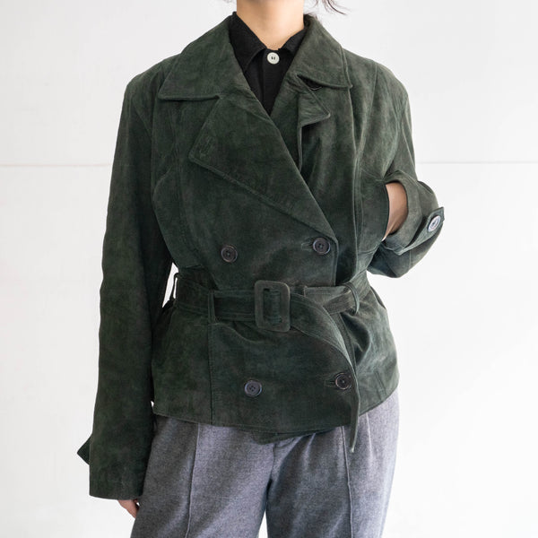 around 1980s dark green suede belted jacket