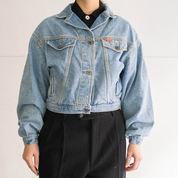 1980-90s ice blue color short length tracker denim jacket