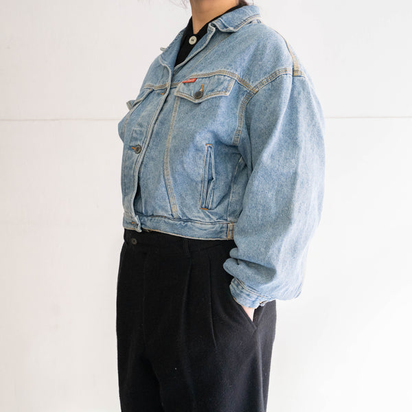 1980-90s ice blue color short length tracker denim jacket