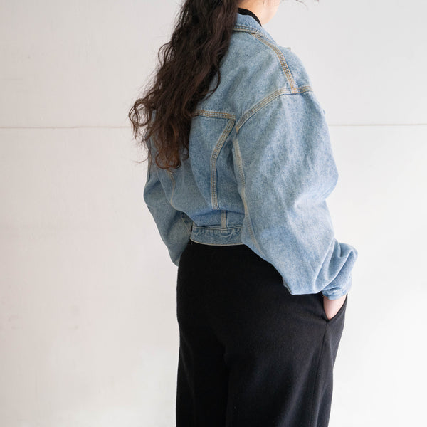 1980-90s ice blue color short length tracker denim jacket