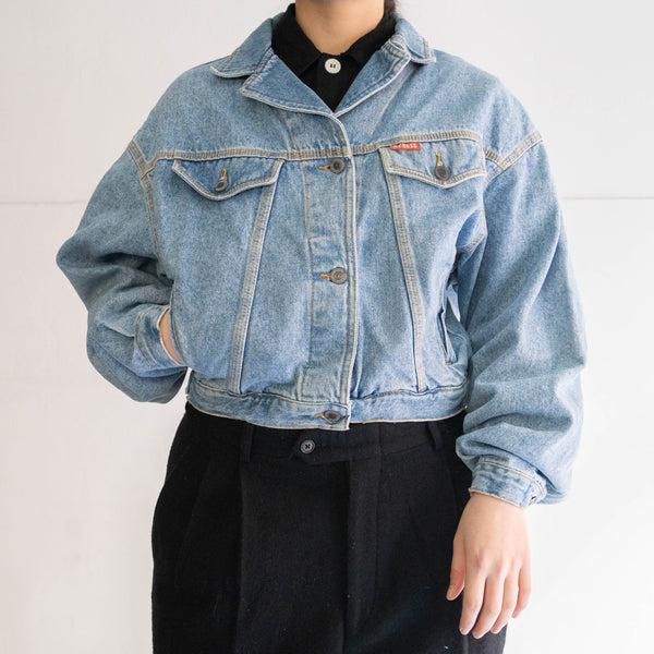 1980-90s ice blue color short length tracker denim jacket