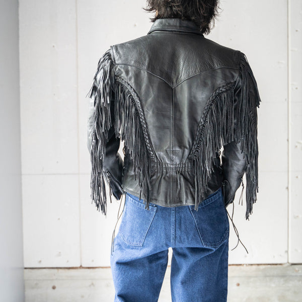 around1980s western fringe leather short jacket