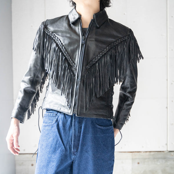 around1980s western fringe leather short jacket