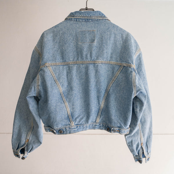 1980-90s ice blue color short length tracker denim jacket