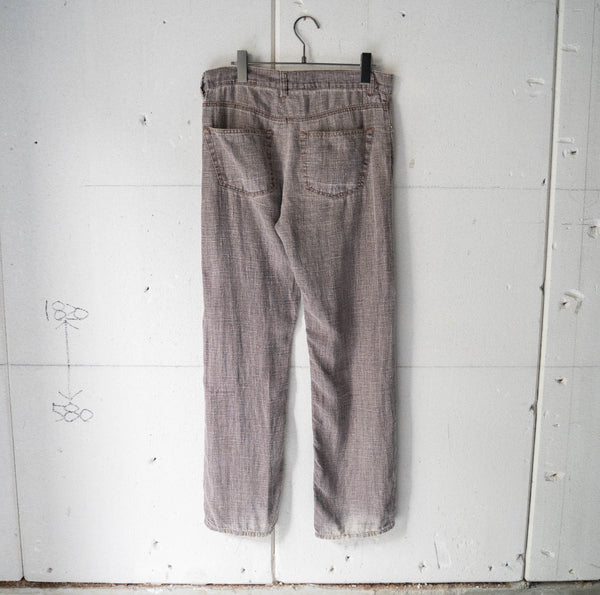 around1990s brown color linen pants -good fade-