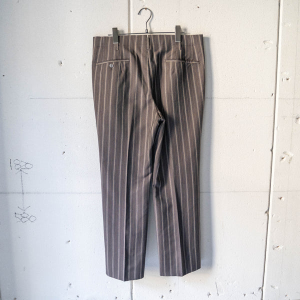 1970s Japan vintage dark brown multi stripe wool pants