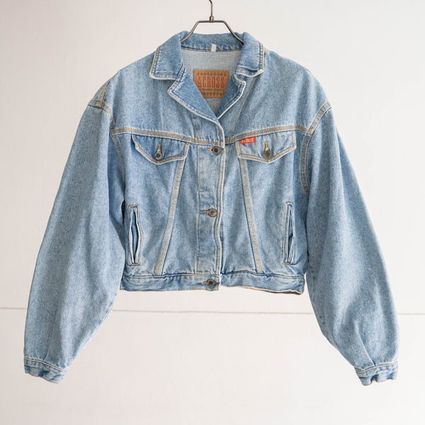 1980-90s ice blue color short length tracker denim jacket