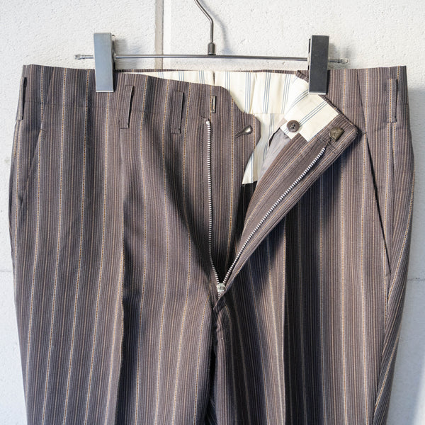 1970s Japan vintage dark brown multi stripe wool pants