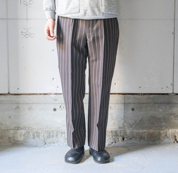 1970s Japan vintage dark brown multi stripe wool pants