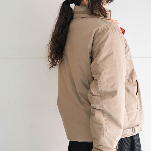 around 1990s beige color short length down jacket -good accent color-