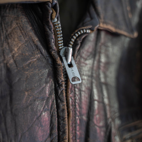 1960-70s Japan vintage brown leather jacket -good boro-