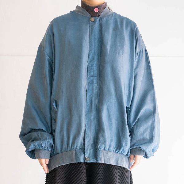 around 1990s turquoise blue color silk blouson