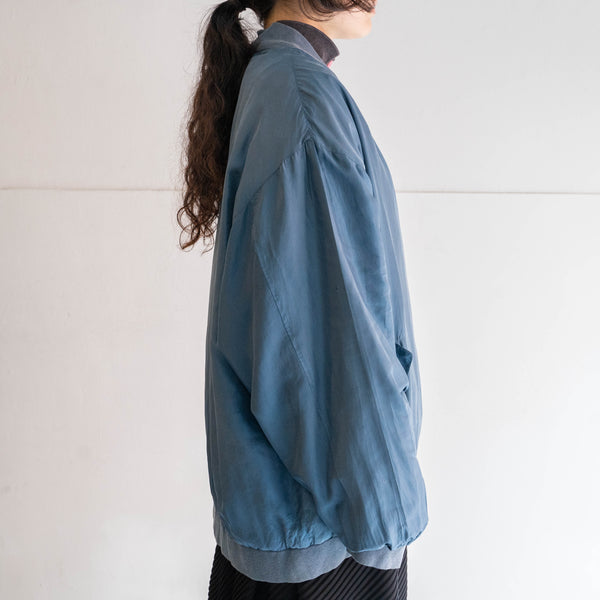 around 1990s turquoise blue color silk blouson