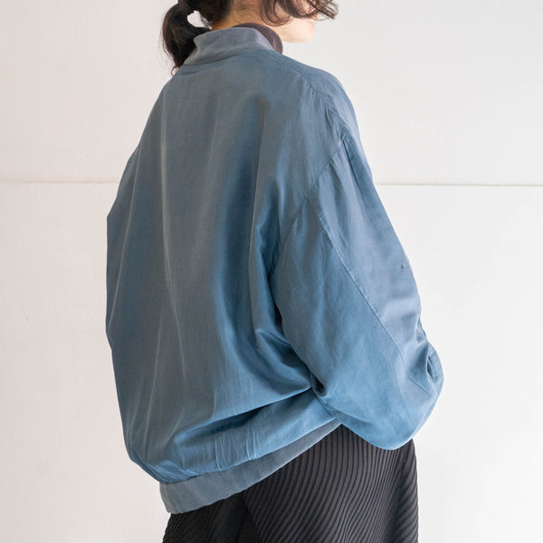 around 1990s turquoise blue color silk blouson