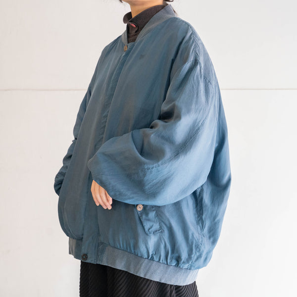 around 1990s turquoise blue color silk blouson