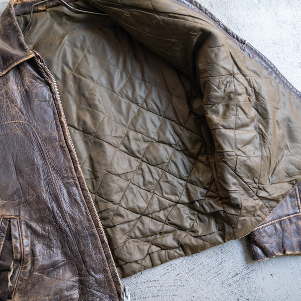 1960-70s Japan vintage brown leather jacket -good boro-