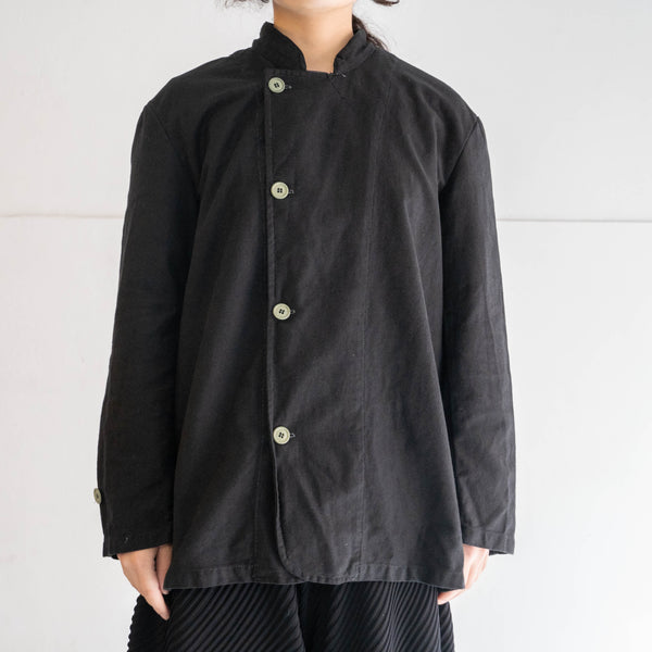 1970-80s Italian military cotton twill chef jacket 'dead stock' -black dyed-