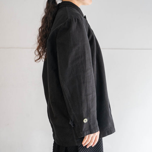 1970-80s Italian military cotton twill chef jacket 'dead stock' -black dyed-